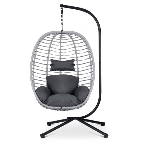 Fotel ogrodowy wiszący Toskana czarny + szary poduszki Sofotel