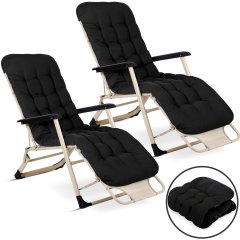 Leżak ogrodowy składany z poduszką Sofotel ChillWell zestaw 2 szt czarny
