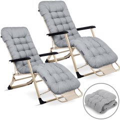 Leżak ogrodowy składany z poduszką Sofotel ChillWell zestaw 2 szt jasno szary