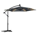 Parasol ogrodowy Plonos 6 profili, 160 g, 350 cm, podświetlany, szary