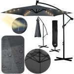 Parasol ogrodowy Plonos 6 profili, 160 g, 350 cm, podświetlany, szary