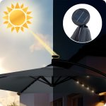 Parasol ogrodowy Plonos 6 profili, 160 g, 350 cm, podświetlany, szary