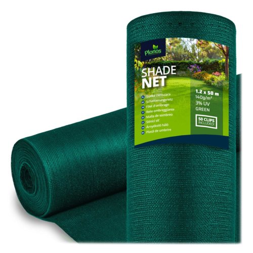 Siatka cieniująca Plonos 1,2x50 m 140 g, zielona