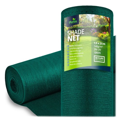 Siatka cieniująca Plonos 1,5x25 m 140 g, zielona