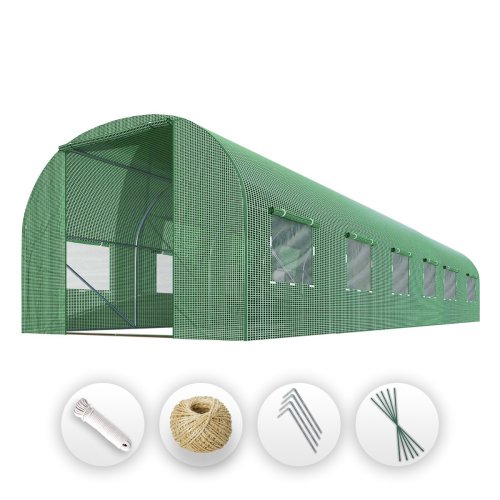 Tunel foliowy Plonos 3x6 m (18 m²), zielony - podwójne drzwi, zestaw z akcesoriami