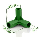 Złączki do tyczek Plonos 11x40 mm, typ-3, 4 szt., zielone